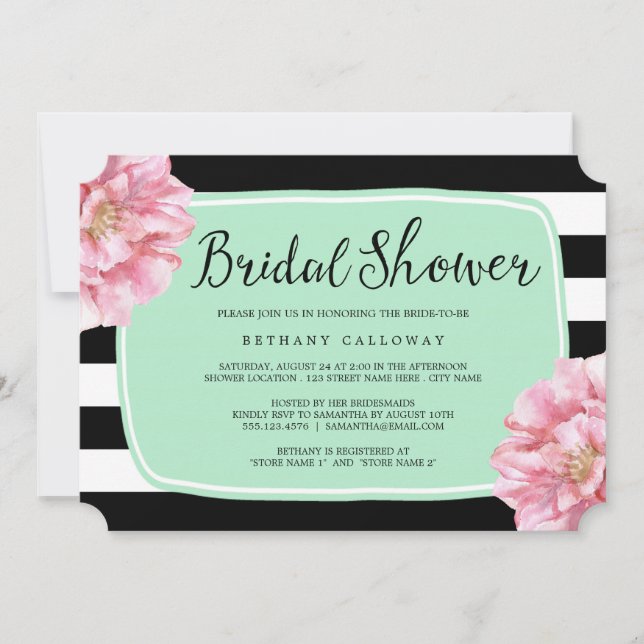 Invitation Invitation/Monnaie Florale Chic Bridal Shower (Devant)