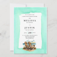 InvitationAnniversaire de mariage simpliste plage 
