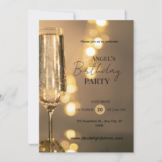 Invitation InvitationFête d'anniversaire élégante au Champagn (Devant)