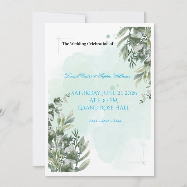 Invitation InvitationModèle d'invitation de mariage élégant | (Devant)