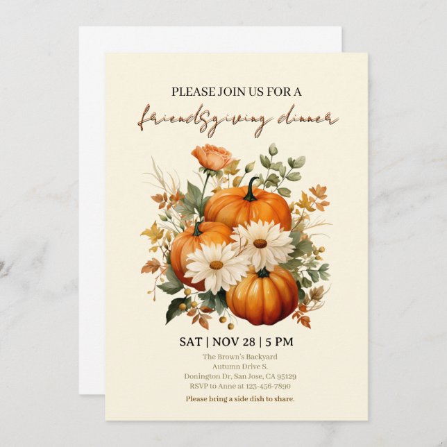 Invitation InvitationModern Elegant Friendsgiving invit (Devant / Derrière)