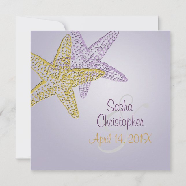 Invitation Invitations/DO-IT-YOURSELF d'étoiles de mer violet (Devant)