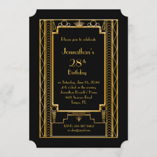 Invitation Invité à la fête d'anniversaire, grand Gatsby, noi