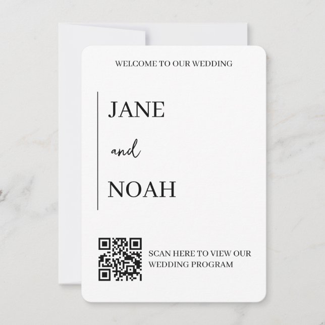 Invitation Invite de mariage esthétique minimale avec code QR (Devant)
