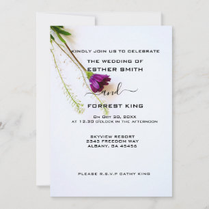 Invitation Invite de mariage floral pourpre - Design de l'oei