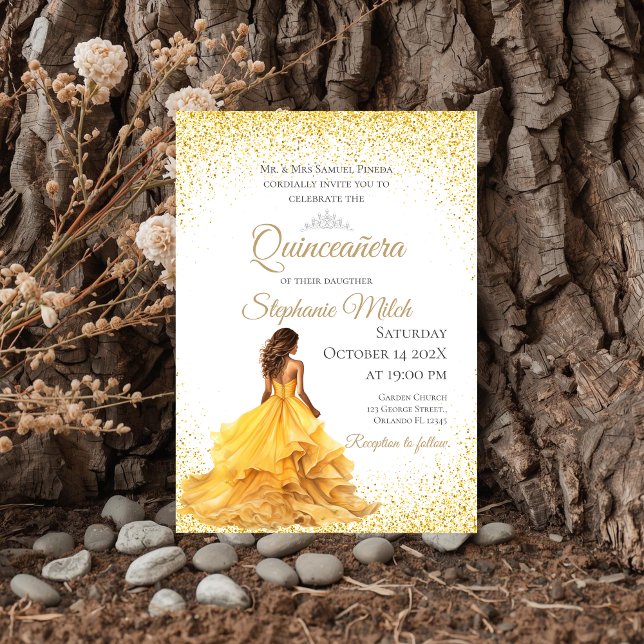Invitation Invité de Quinceanera Jaune (Créateur téléchargé)