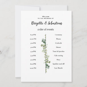 Invitation Invite Mariage Rustique Blanche Ordre du Jour Élé