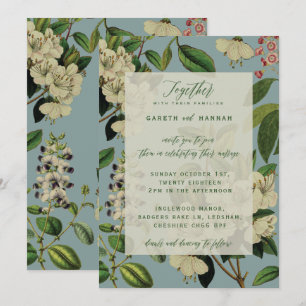 INVITATION INVITÉS DE MARIAGE BOTANIQUES - OEUF DE CANARD BLE