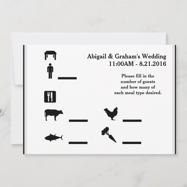 Invitation Invités RSVP et Options de Repas (Dos)