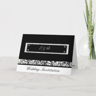 Invitation Invititation l'épousant floral noir et blanc,