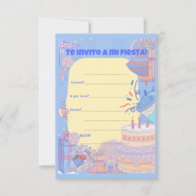 Invitation INVITO A MI FIESTA, garçon (Devant)