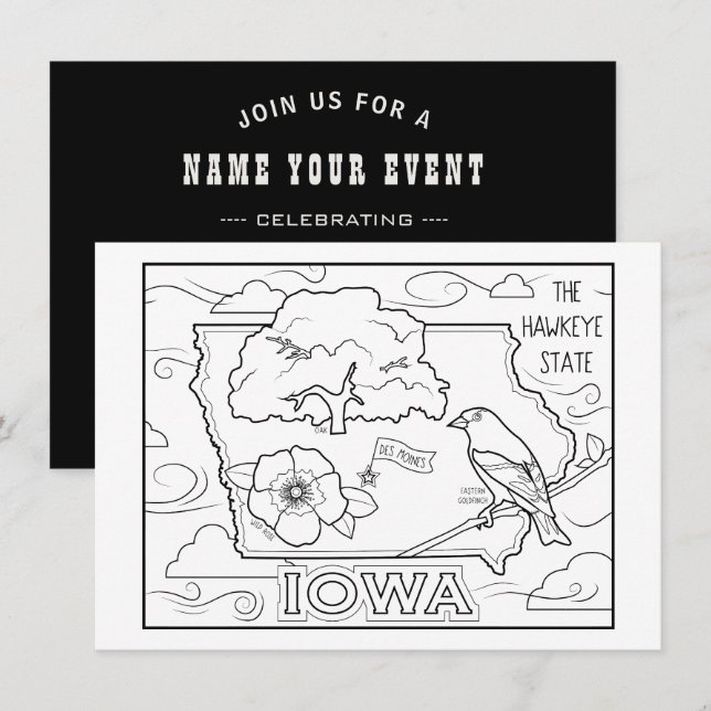 Invitation iowa colorie mon collage (Devant / Derrière)