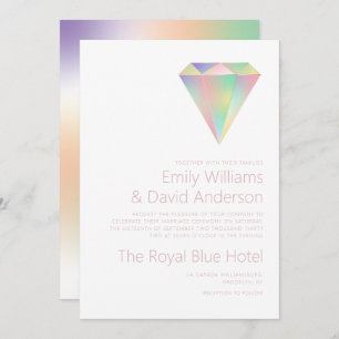 Invitation Iridescendant Rainbow Diamond Rose Gold Mariage