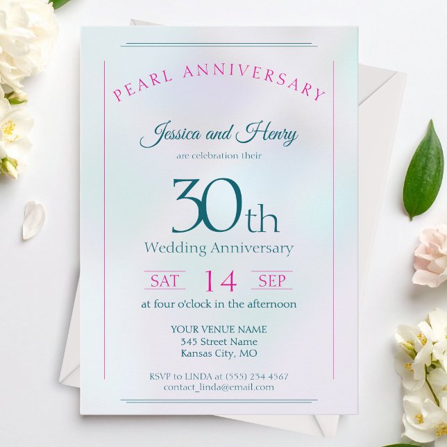 Invitation Iridescent Pearl 30e anniversaire de mariage (Créateur téléchargé)