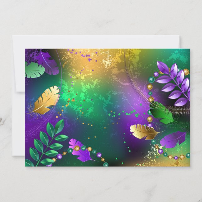 Invitation Iridescente mardi gras arrière - plan avec perles (Devant)