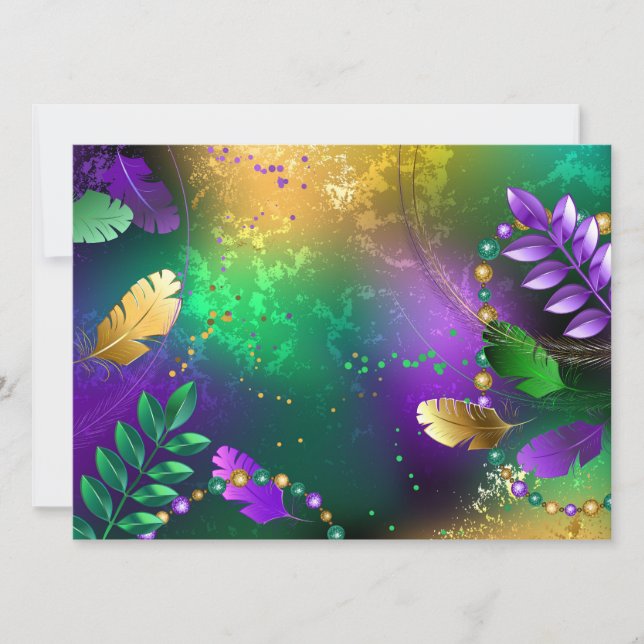 Invitation Iridescente mardi gras arrière - plan avec perles (Devant)