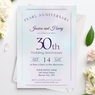 Invitation Iridescente Pearl 30e anniversaire du mariage