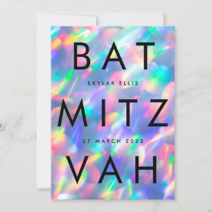 Invitation Iridescente Ultra Moderne bat mitzvah QR CODE RSVP