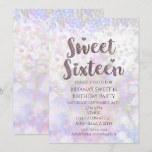 Invitation Iridescente White Sparkle Sweet 16 Party Invitatio