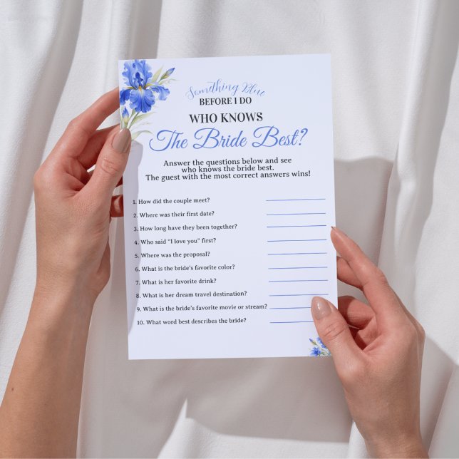 Invitation Iris Bleu Quelque Chose de Bleu Qui Connaît le Mie (Blue Iris Something Blue Who Knows Bride Best Game
)