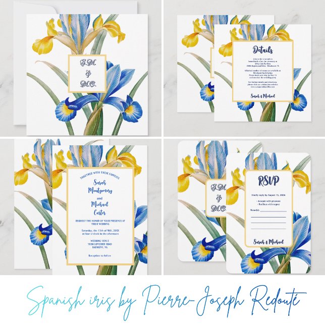 Invitation Iris d'Espagne par Pierre-Joseph Redouté (vintage botanical poster,mary vaux walcott art,botanical illustration print,saltmarsh rosegentian fl)