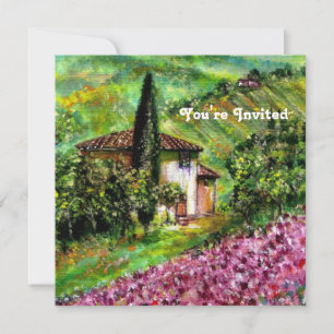 Invitation IRIS EN TOSCANE,Champ de fleurs violet et vert