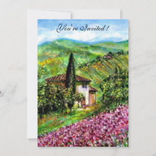 Invitation IRIS EN TOSCANE,Champ de fleurs violet pourpre ver