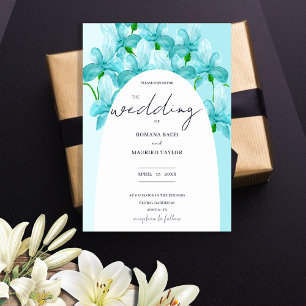Invitation Iris Floral Bleu Artistique Aquarelle