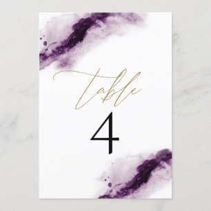 Invitation IRIS   Plum Purple Aquarelle Or Numéro de la table