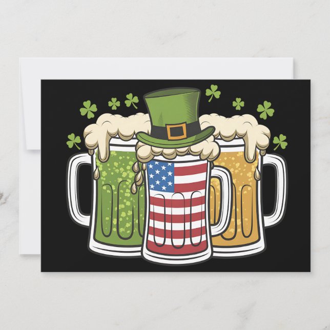 Invitation Irish Beer Irlande USA Drapeau américain St Patric (Devant)