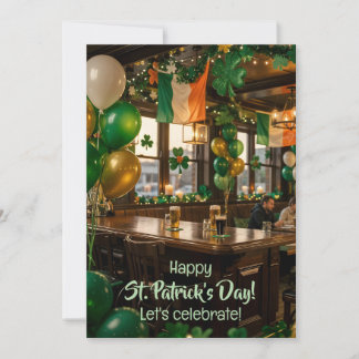 Invitation Irish pub ready for St. Patrick's Day party, green