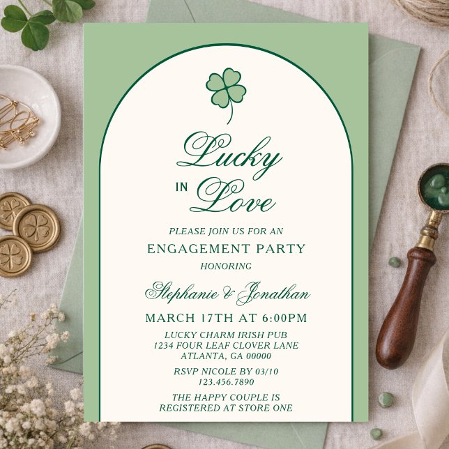 Invitation Irish Shamrock Lucky in Love Engagement Party (Créateur téléchargé)