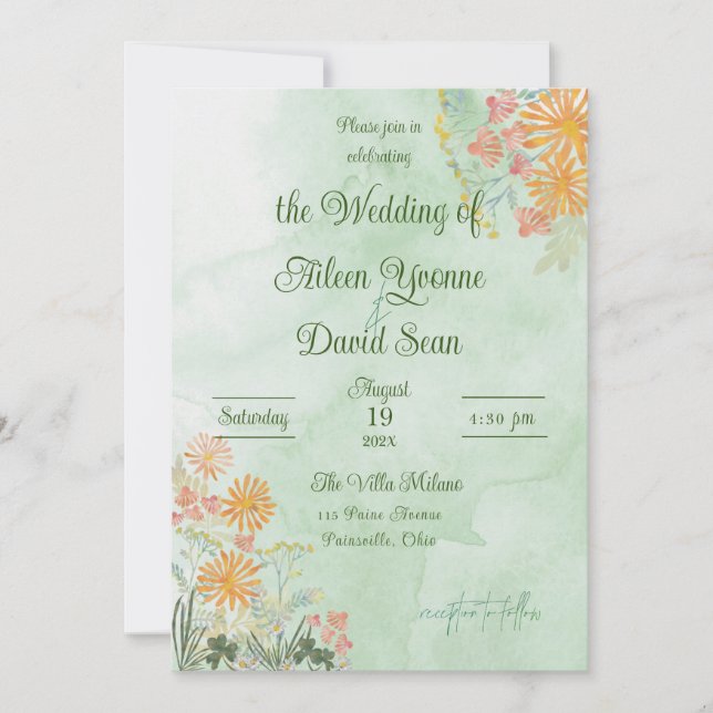 Invitation Irish Springtime Daisies Wedding (Devant)