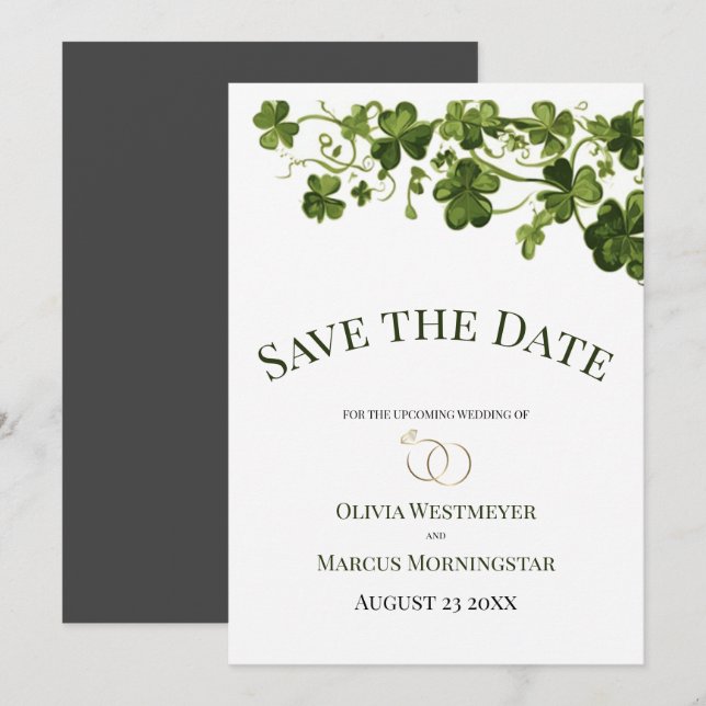 Invitation Irish Stylized Shamrock Leafy Foliage  (Devant / Derrière)