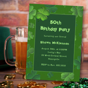 Invitation Irlandais Anniversaire Lucky Cloches Adulte Party