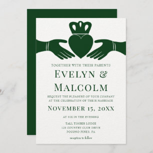 Invitation Irlandais Claddagh Ring Simple Graphic Green Maria
