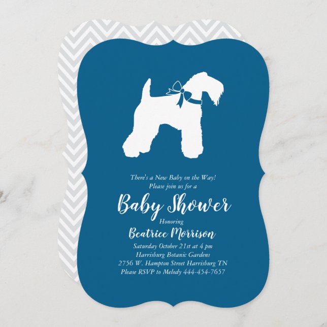 Invitation Irlandais Kerry Blue Terrier Chien Baby shower Blu (Devant / Derrière)
