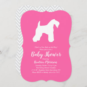 Invitation Irlandais Kerry Blue Terrier chien Baby shower ros