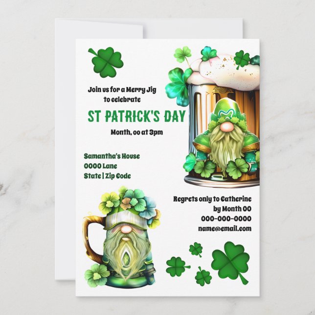 Invitation Irlandais Leprechaun beerfest gargard shamrock tan (Devant)