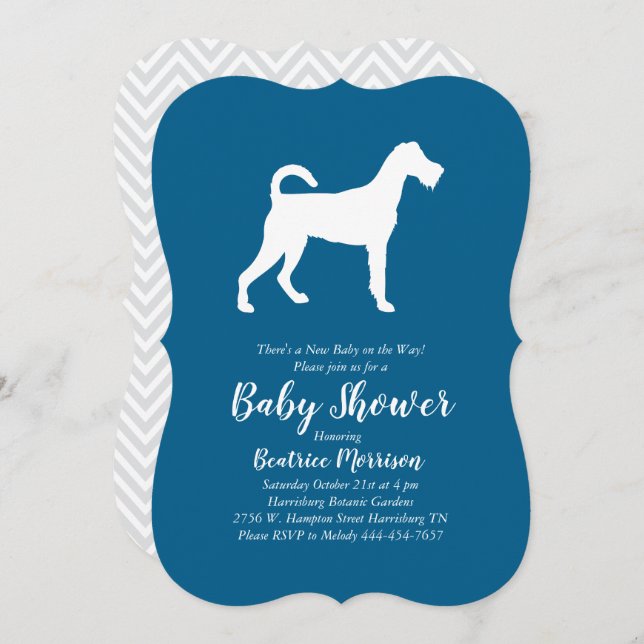 Invitation Irlandais Terrier Chien Baby shower Blue Boy (Devant / Derrière)