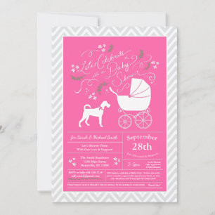 Invitation Irlandais Terrier Chien Baby shower fille rose