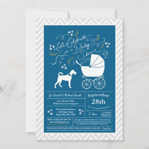 Invitation Irlandais Terrier Dog Baby shower Blue Boy