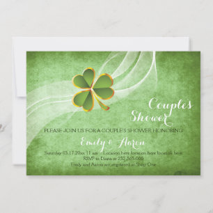 Invitation Irlandais trèfle vert mariage couple douche