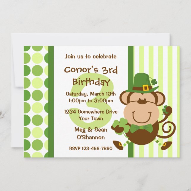 Invitation irlandaise chanceuse d'anniversaire de (Devant)