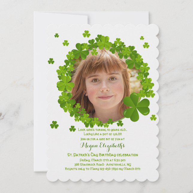 Invitation irlandaise de photo de cadre de trèfle (Devant)