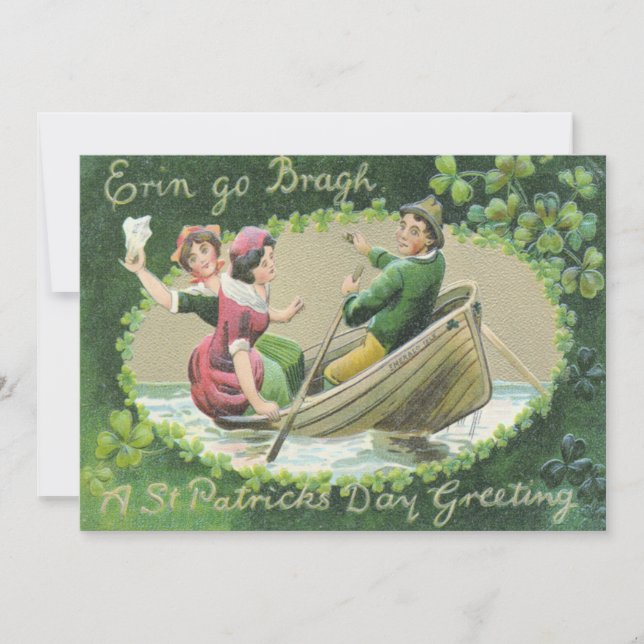 Invitation Irlandaise Femme Homme Shamrock (Devant)