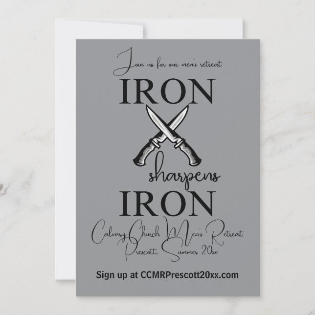 Invitation Iron aiguise Fer Couteau de Fer Christian Hommes R (Devant)