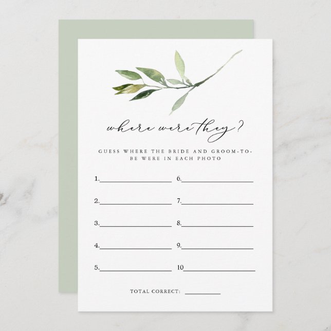 Invitation ISABELLA Boho Verdure Où Étaient Ils Jeu De Mariag (Devant / Derrière)