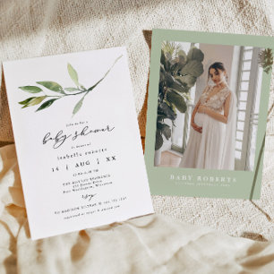 Invitation ISABELLA Élégant Baby shower de verdure minimalist