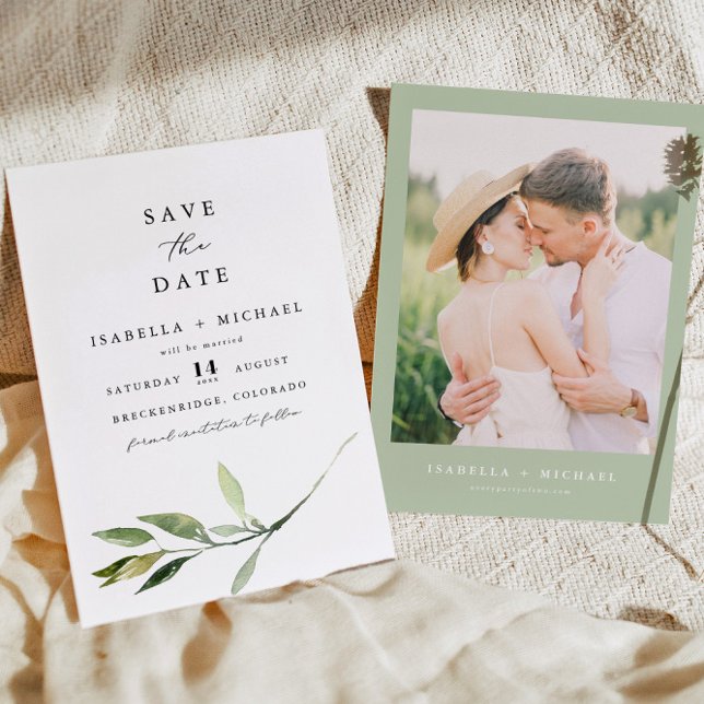 Invitation ISABELLA Elégante verdure minimale Enregistrer la  (Créateur téléchargé)